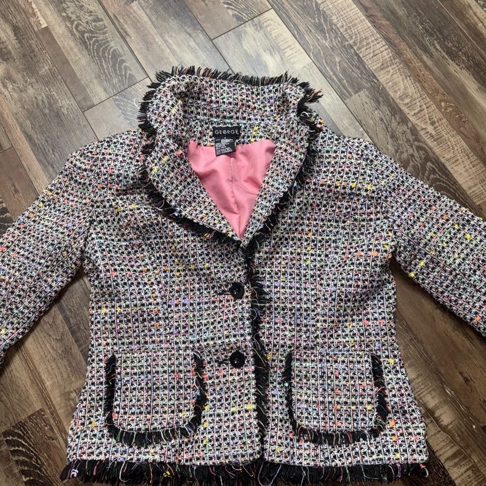 George Women's Colorful Tweed Blazer with Pink Lining